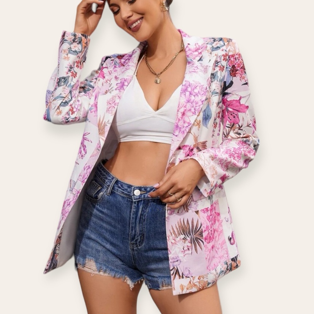 💖 NWOT/SHEIN Privé Random Floral Print Blazer 💖